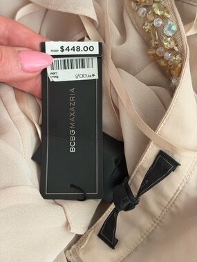 BCBGMaxAzria Blush-Beige Strapless Embellished Dress